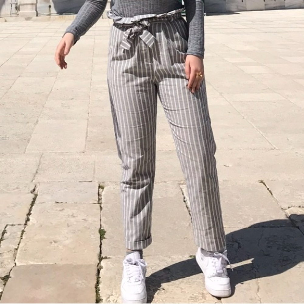 Topshop High Waisted Striped Pants